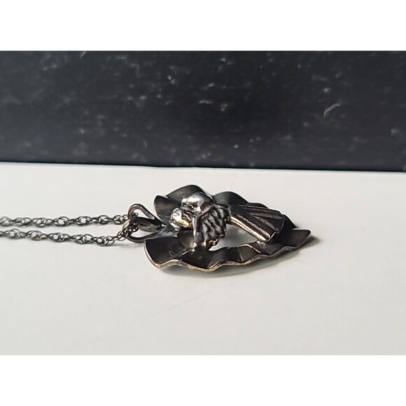 925 Sterling Silver Open Heart Angel Pendant Necklace Vintage - Picture 5 of 10